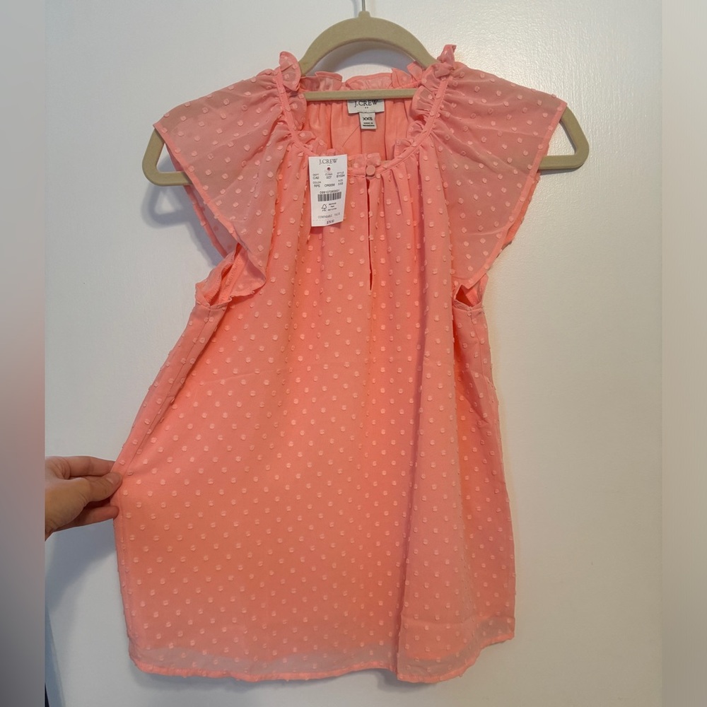 NWT J.Crew peach/pink/salmon colored pokadot blouse